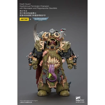 Warhammer 40k Action Figure 1/18 Death Guard Deathshroud Terminator Champion with Manreaper and Plaguespurter Gauntlets 14 cm