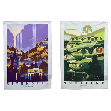 Lord of the Rings Tea Towel 2-Pack Rivendell & Hobbiton 70 cm