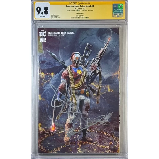 Peacemaker Tries Hard #1 Barends cover CGC 9.8 signed by John Cena & Björn Barends