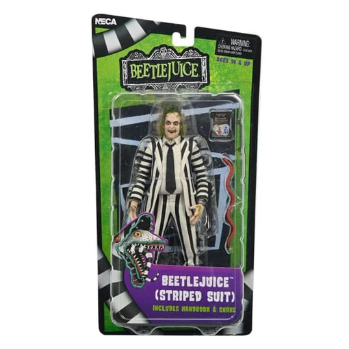 Neca Beetlejuice 1988 akciófigura Beetlejuice Black and White Striped Suit 18 cm