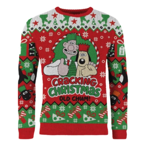 Wallace & Gromit Christmas Sweater Cracking Christmas Old Chum! Size XL
