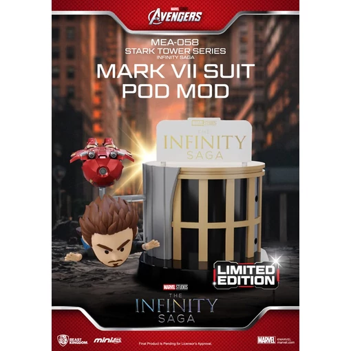 Marvel Mini Egg Attack Figures The Infinity Saga Stark Tower series Tony Stark & Mark VII suit pod mod 12 cm