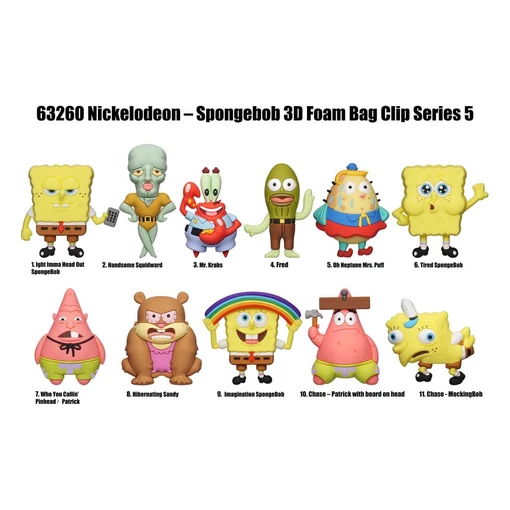 Nickelodeon Classics 3D PVC Bag Clips Series 5 SpongeBob SquarePants Display (24)