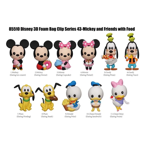Mickey & Friends 3D PVC Bag Clips Mickey & Friends with Food Series 43 Display (24)