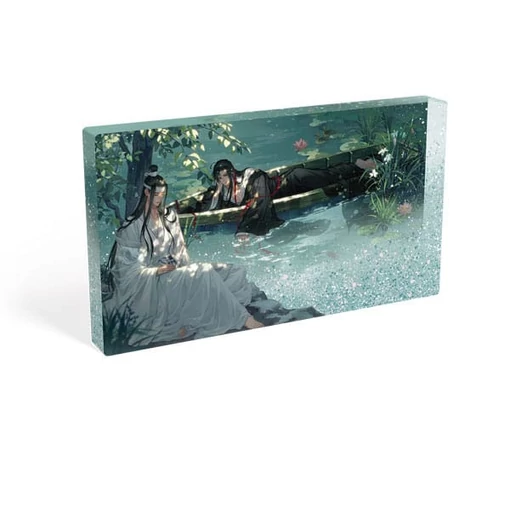 Grandmaster of Demonic Cultivation Acryl Block with Glitter Wei Wuxian & Lan Wangji Lotus Pond 17 x 10 cm