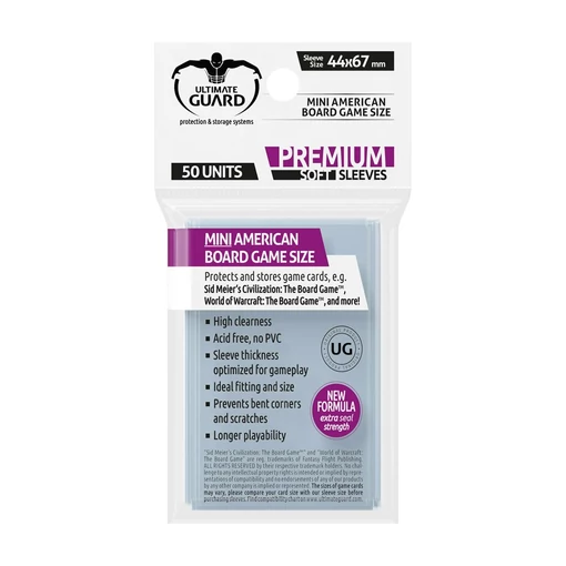Ultimate Guard Board Game Sleeves (50) - Mini American