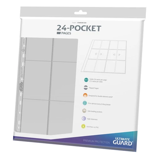 Ultimate Guard 24-Pocket QuadRow Pages Side-Loading (10) - Transparent