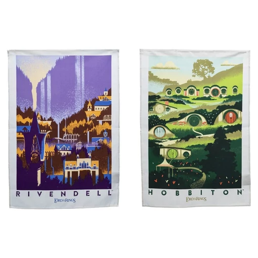 Lord of the Rings Tea Towel 2-Pack Rivendell & Hobbiton 70 cm