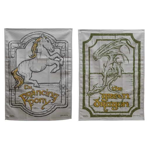Lord of the Rings Tea Towel 2-Pack Green Dragon & Prancing Pony 69 cm