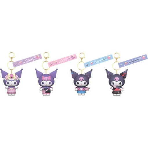 Sanrio Kuromi Cute Outfit Series Keychain with Hand Strap Kuromi Display (12)