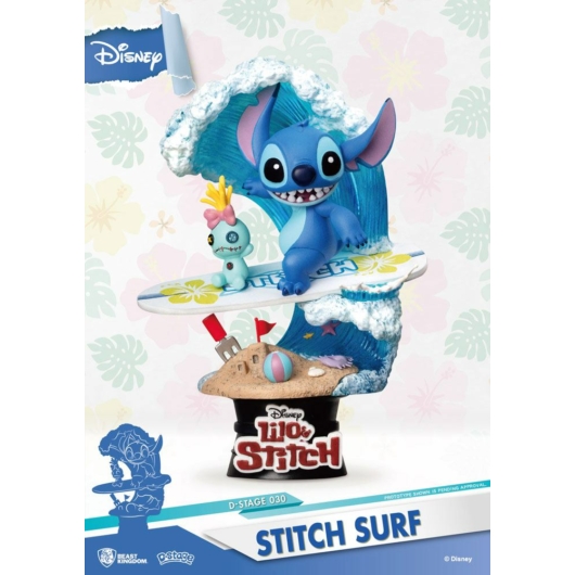 Disney Summer Series D-Stage PVC dioráma Stitch Surf 15 cm