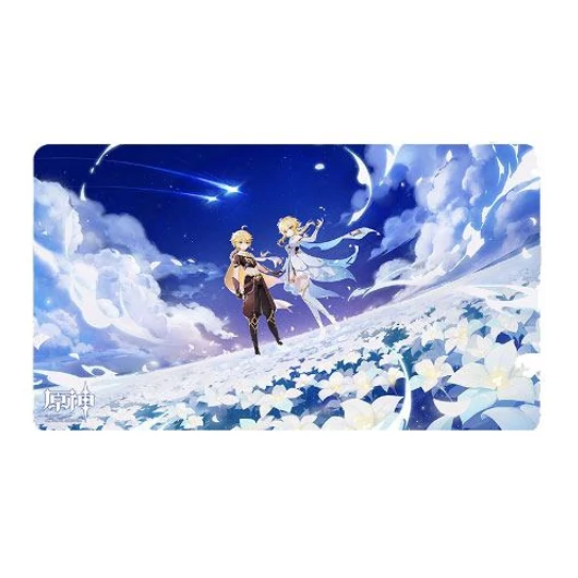 Genshin Impact Twin Stars on Floral Sea Mousepad Traveler - Aether & Lumine 70 x 40 cm